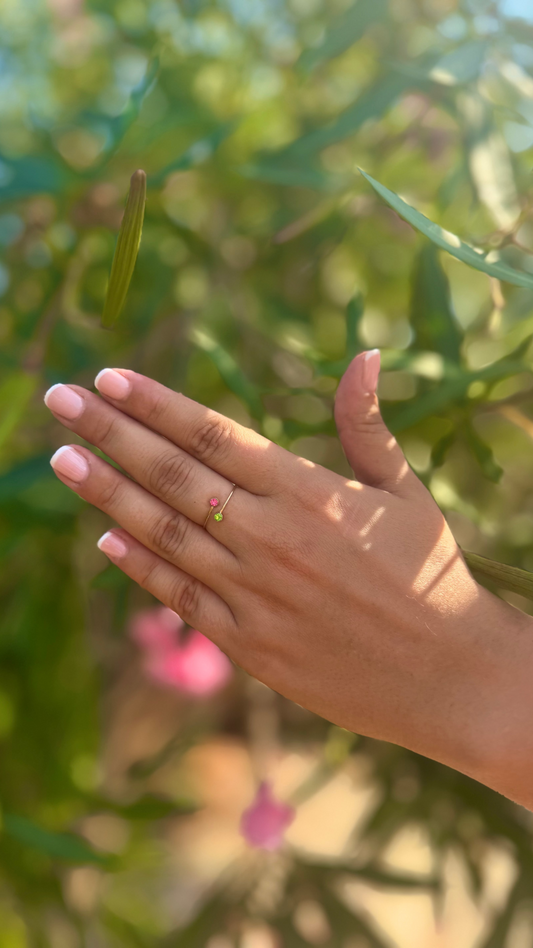 Bague Duo Blush & Émeraude
